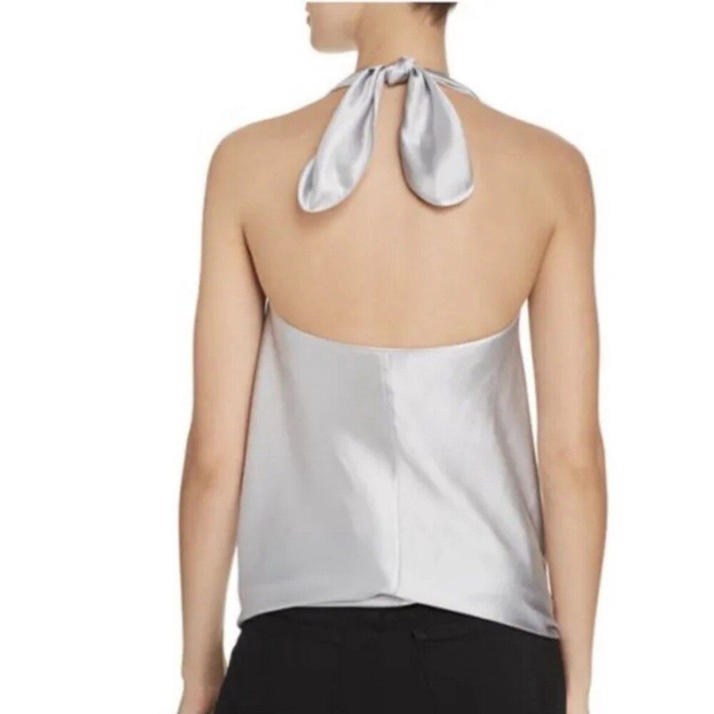 Ramy Brook S Harriet Halter Silk Gray Charmeuse Slvless Top Blouse Shirt NWT - Picture 3 of 11